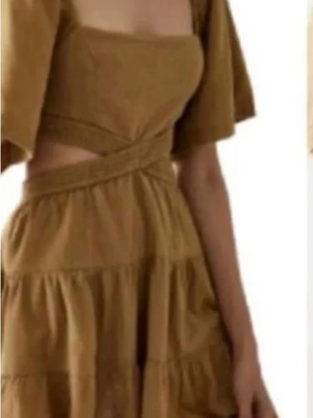 Free People Brown Cutout Puff-Sleeve Mini Dress - Picture 3 of 6